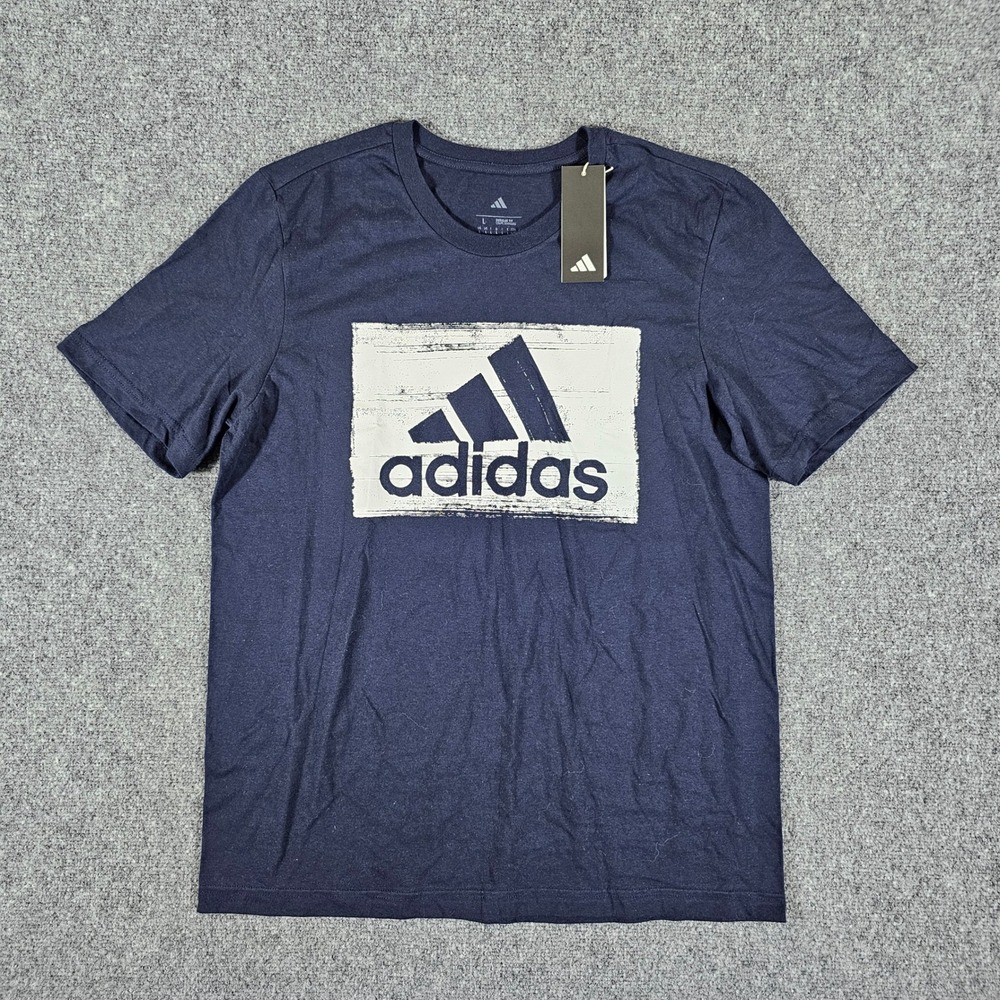 New With Tags Adidas Graphic T-Shirt Logo Print Regular Fit Tee Mens Size L - Picture 1 of 6